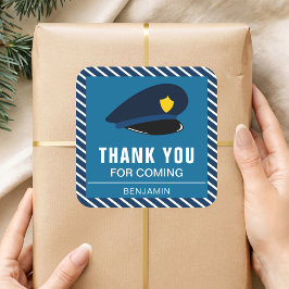 警察帽子誕生日パーティー好意ステッカー スクエアシール