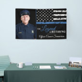 警察引退記念写真 薄い青い線の写真 横断幕 (トレードショー)