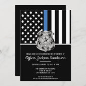 警察引退 ブルーラインフラッグ 法執行機関 招待状 (正面/裏面)