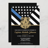 警察引退 ブルーラインフラッグ 法執行機関 招待状 (正面/裏面)