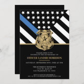 警察引退 ブルーラインフラッグ 法執行機関 招待状 (正面/裏面)