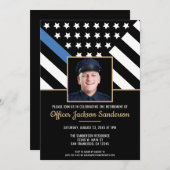 警察引退 ブルーライン 法執行機関 フォト 招待状 (正面/裏面)