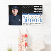 警察引退 薄い青い線の旗の写真 横断幕 (インサイチュ)