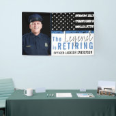 警察引退 薄い青い線の旗の写真 横断幕 (トレードショー)