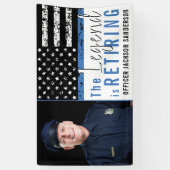 警察引退 薄い青い線の旗の写真 横断幕 (縦)