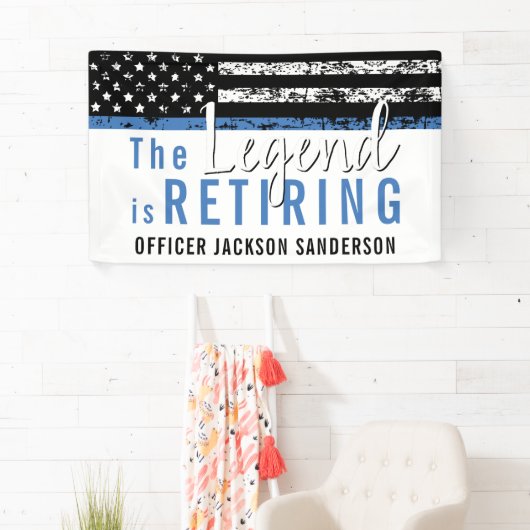 警察引退 薄い青い線 アメリカ国旗 横断幕 (インサイチュ)