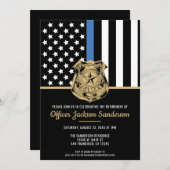 警察引退 薄い青い線 法執行機関 招待状 (正面/裏面)