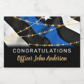 警察役員退職用細いブルーラインパーティー スパークリングワインラベル (シングルラベル)