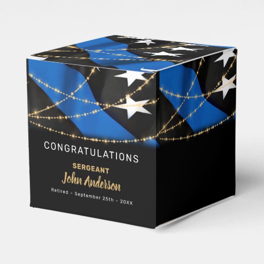 警察役員退職用細いブルーラインパーティー フェイバーボックス (正面サイド)