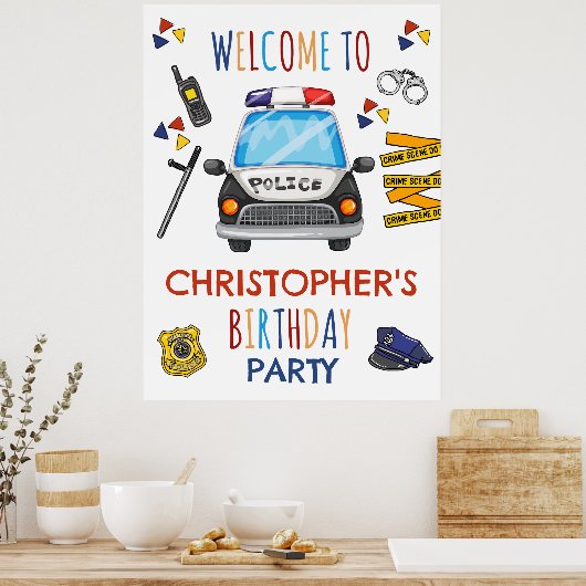 警察招待状誕生会 ポスター (キッチン)