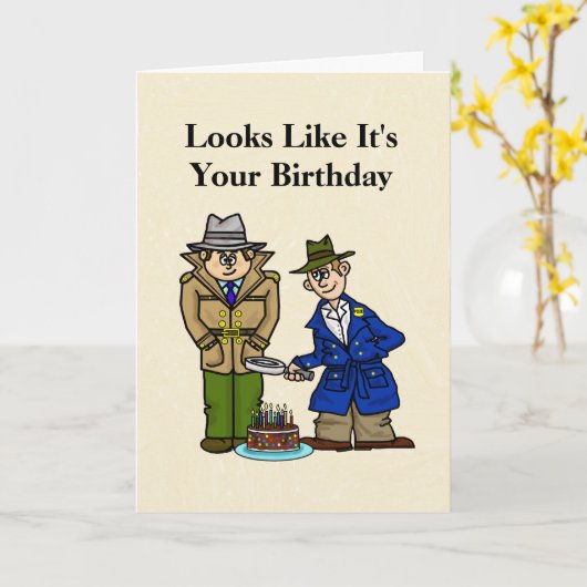 警察探偵おもしろい誕生日 カード (黄色い花)