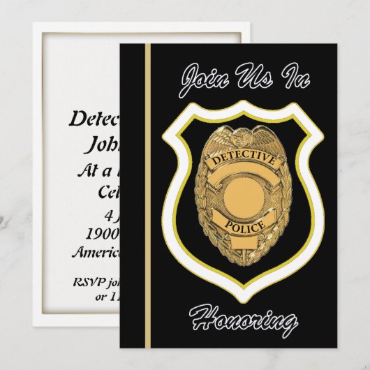 警察探偵退職招待状 招待状 (正面/裏面)