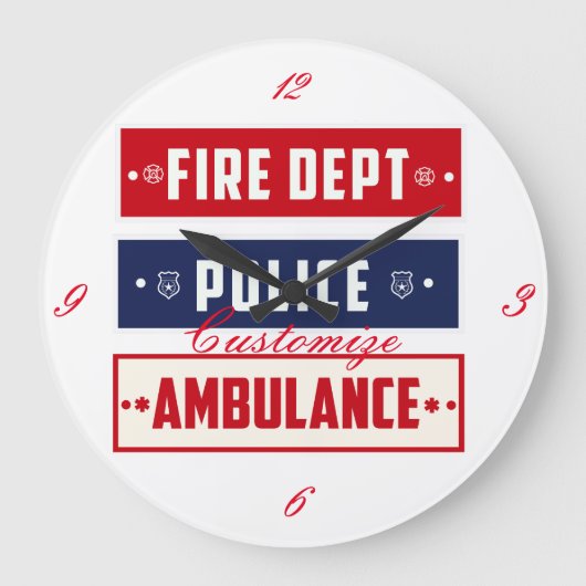 警察救急車Thunder_Coveを消火 ラージ壁時計 (正面)