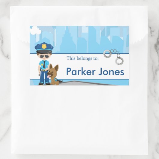 警察新学期パーソナライズされたラベル 長方形シール (バッグ)