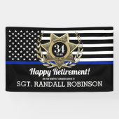 警察旗シンブルーラインハッピーリタイアメントバナー 横断幕 (横)