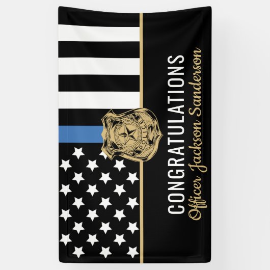 警察旗ブルーラインおめでとう退職パーティー 横断幕 (縦)