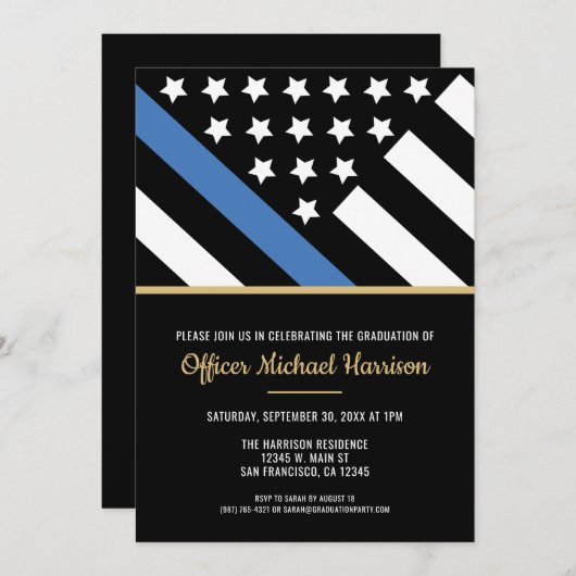 警察旗法執行アカデミー卒業 招待状 (正面/裏面)