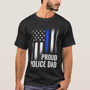 警察旗誇りを持ったに印刷された警察パパ Tシャツ