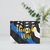 警察旗金ゴールドスクリプト法執行法執行感謝 ポストカード (スタンド正面)