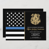 警察旗 法執行機関 引退パーティー 招待状 (正面/裏面)