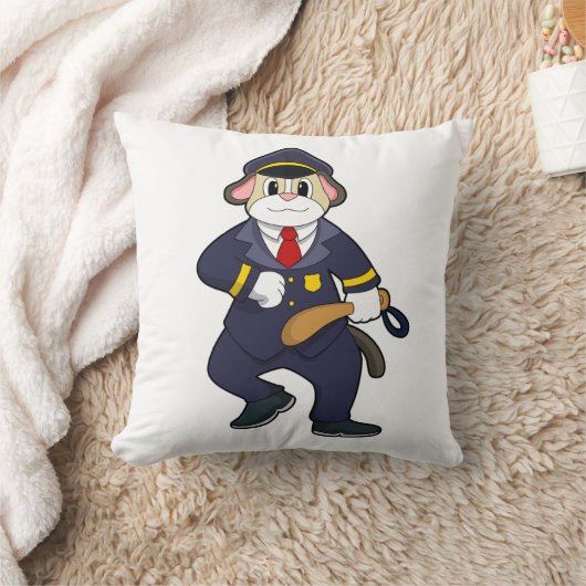 警察服を着た警察官としての犬 クッション (ブランケット)
