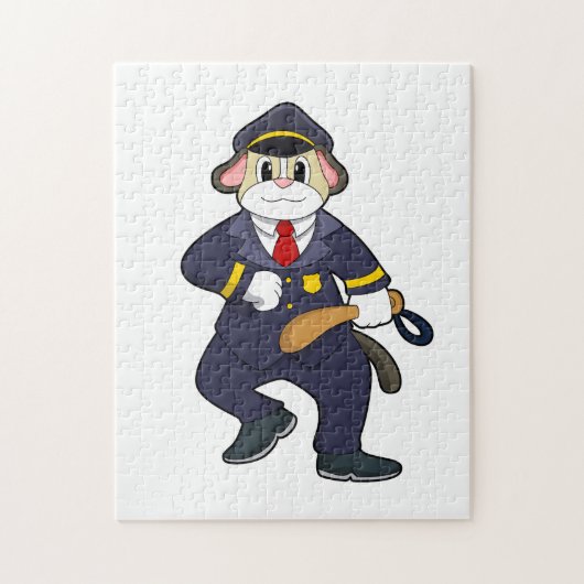 警察服を着た警察官としての犬 ジグソーパズル (縦)