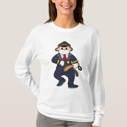 警察服を着た警察官としての犬 Tシャツ (正面)