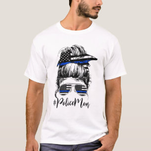 警察母の生活Messy Bun髪の母の日USAフロリダ Tシャツ