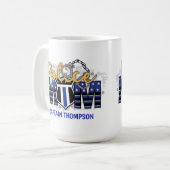 警察母バパーソナライズされたージュシンブルーライン コーヒーマグカップ (正面左)