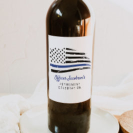 警察水色薄いブルーラインフラグ退職C ワインラベル