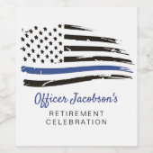 警察水色薄いブルーラインフラグ退職C ワインラベル (シングルラベル)