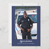 警察水色薄いブルーラインフラッグ退職I 招待状 (裏面)