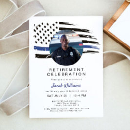 警察水色薄いブルーラインフラッグ退職I 招待状