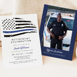 警察水色薄いブルーラインフラッグ退職I 招待状