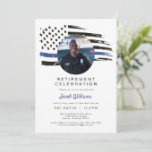 警察水色薄いブルーラインフラッグ退職I 招待状 (スタンド正面)