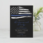 警察水色薄い青い線のフラグ退職 招待状 (スタンド正面)