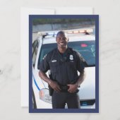 警察水色薄い青い線のフラグ退職 招待状 (裏面)