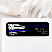 警察水色薄青ライン国旗 ラベル (インサイチュ)