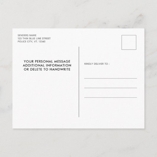 警察法執行優秀卒業式 インビテーションポストカード (裏面)