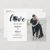 警察法執行写真結婚の救日付 案内ポストカード (正面/裏面)