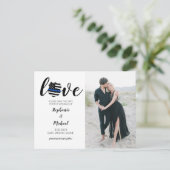 警察法執行写真結婚の救日付 案内ポストカード (スタンド正面)