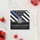 警察法執行卒業青い線旗 スタンダードカクテルナプキン (インサイチュ)