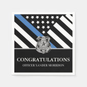 警察法執行卒業青い線旗 スタンダードカクテルナプキン (正面)