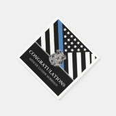 警察法執行卒業青い線旗 スタンダードカクテルナプキン (角)