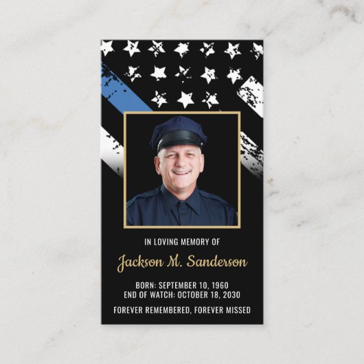 警察法執行葬儀フォト祈りの言葉カード コーリングカード (正面)