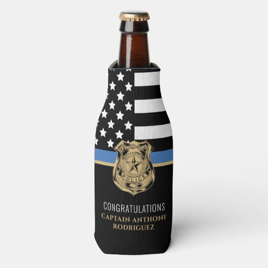 警察法執行退職細い青い線 ボトルクーラー (ボトル正面)