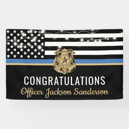 警察法執行退職細い青い線 横断幕 (横)