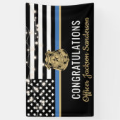 警察法執行退職細い青い線 横断幕 (縦)