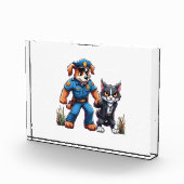 警察犬と卑劣な猫 – ユーモア フォトブロック (右)