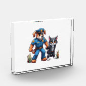 警察犬と卑劣な猫 – ユーモア フォトブロック (左)